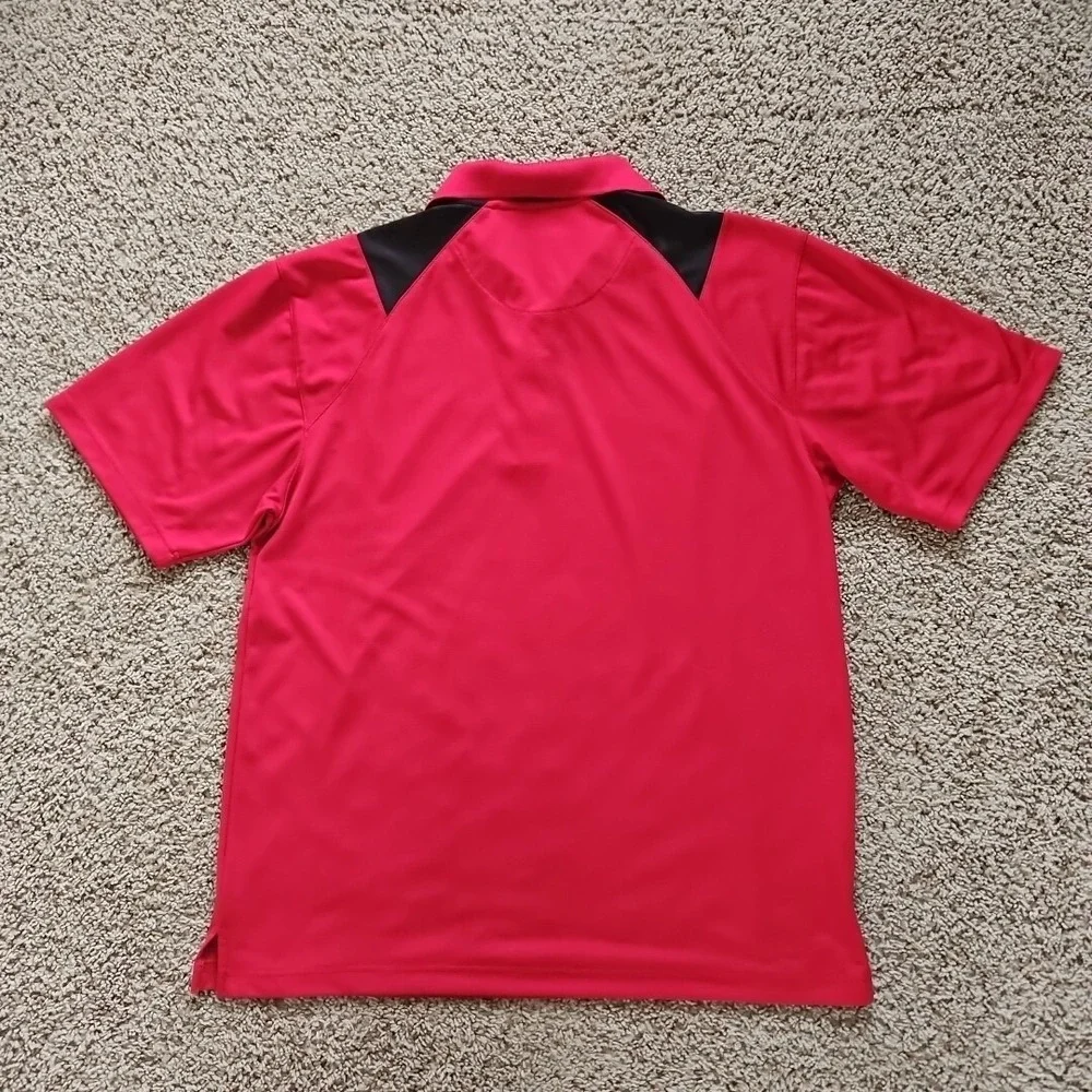 PGA TOUR‎ Polo Golf Shirt Short Sleeve Button Up Red Black Men's Large